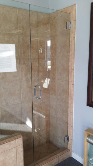 Heavy frame-less door with hinges & handle